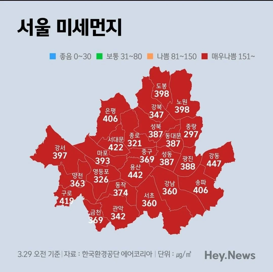 서울 미세먼지 수치