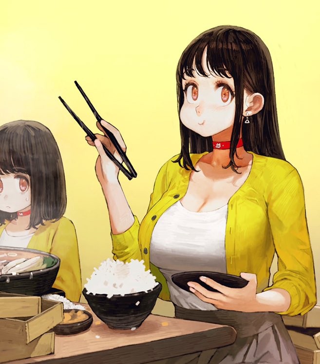 후방) 여자아이가 복스럽게 먹는 manga